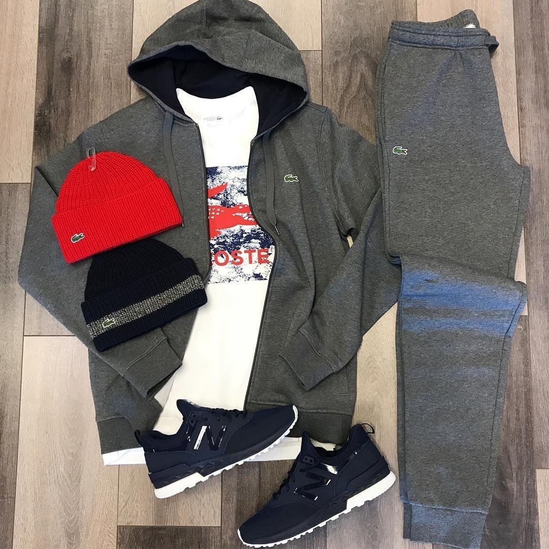 Dark grey crocodile fashion zipper Hooded Sweater Set
