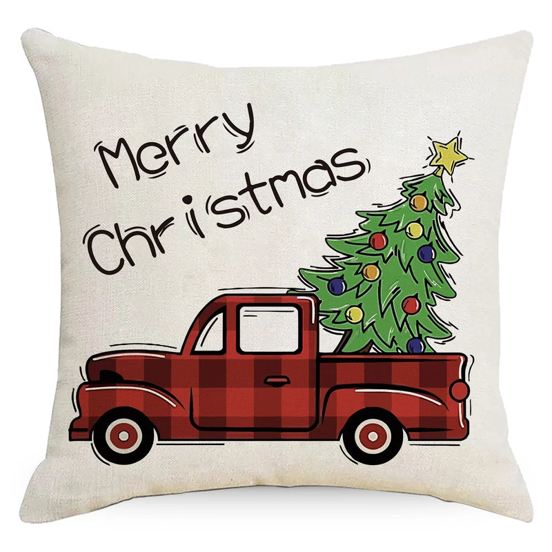 Fashion Christmas Tree Christmas Socks Letter Linen Pillow Cases