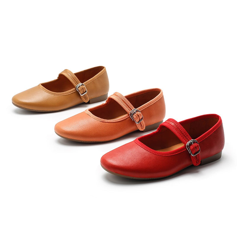Handmade Leather Womens Michaela Mary Jane Flats in 9 Colors