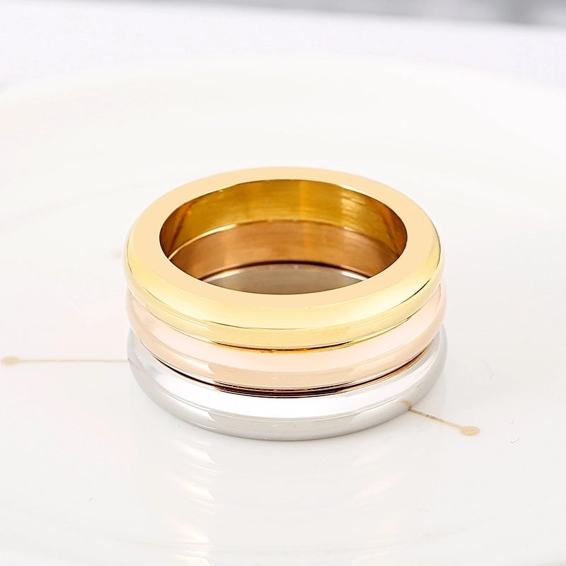 304 Stainless Steel 18K Gold Plated Basic Minimalist Classic Style Round Rings