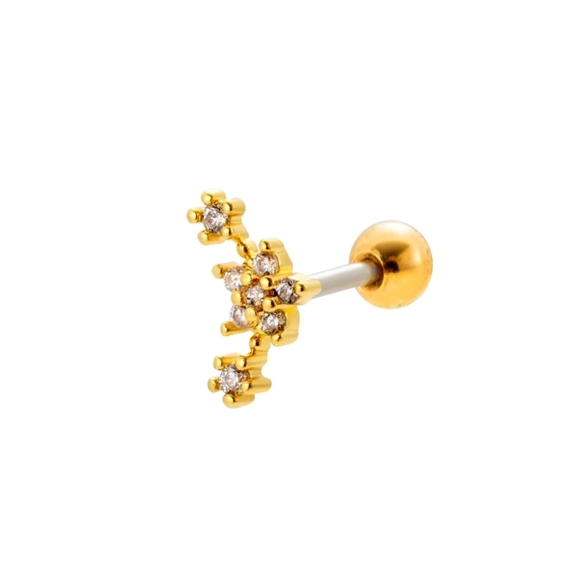 1 Piece Ear Cartilage Rings & Studs Sweet Heart Shape Flower 316L Stainless Steel  Copper Plating Inlay Zircon Ear Cartilage Rings & Studs