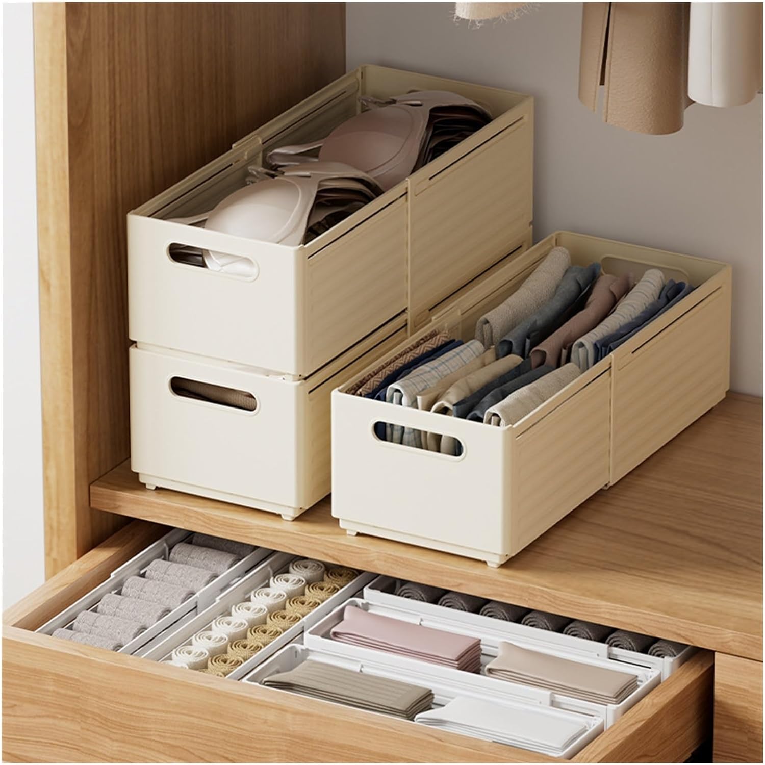 1pc Multifunctional Storage Box. Pull-Out Type Storage Basket. Kitchen Accessories. Wardrobe Organizer. Home Organization And Storage Supplies