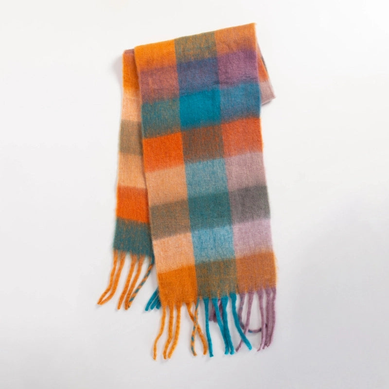 Women's Sweet Color Block Polyester Scarf
