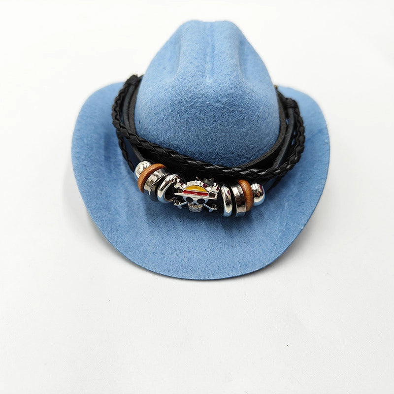Cowboy Style Polyester Solid Color Pet Hat