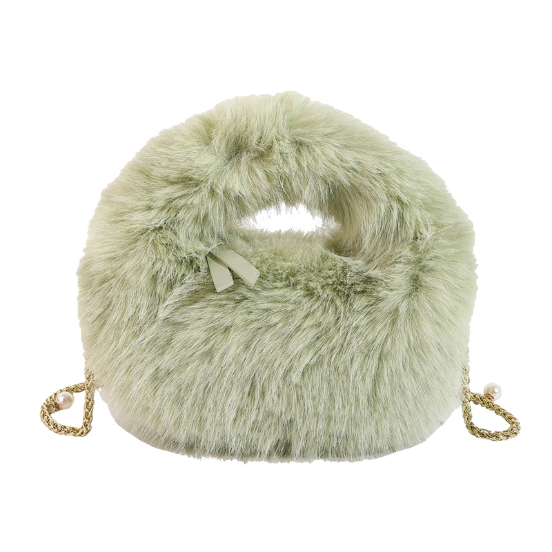 Women's Medium Plush Solid Color Classic Style Streetwear Square Zipper Crossbody Bag