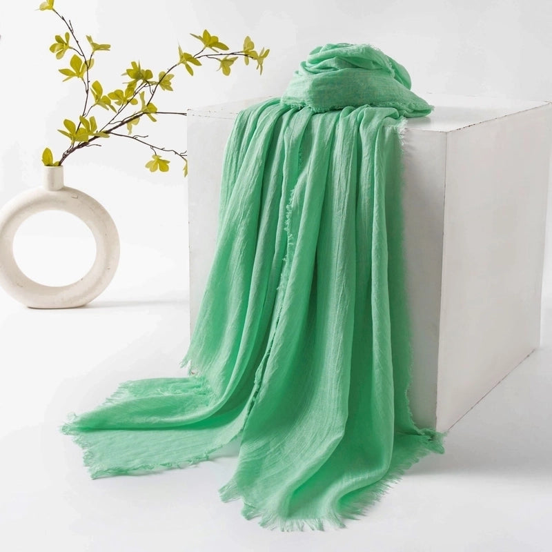 Women's Minimalist Solid Color Polyester Silk Scarf
