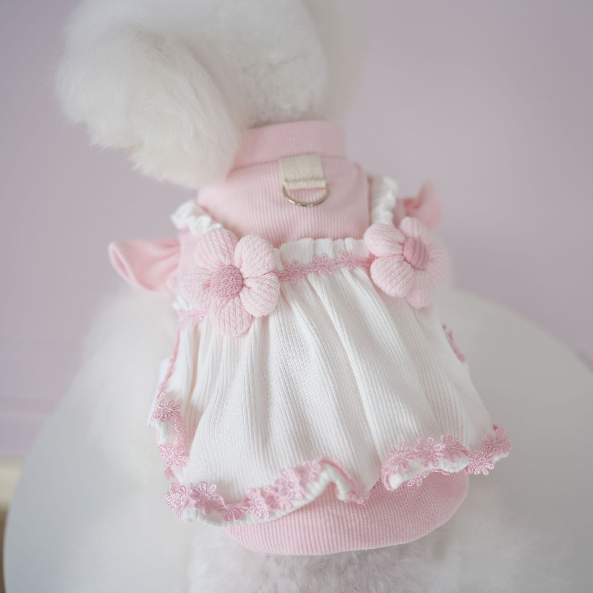 Sweet Knitted Flower Dog Cat Dress Harness