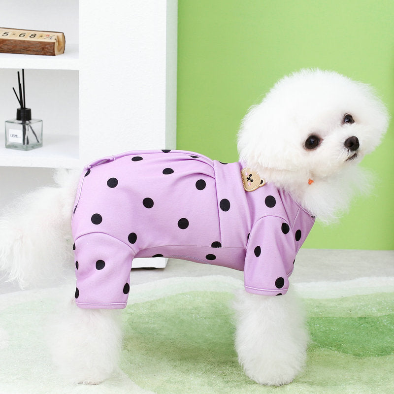 Belly Protecting Polka Dot Dog Jumpsuits