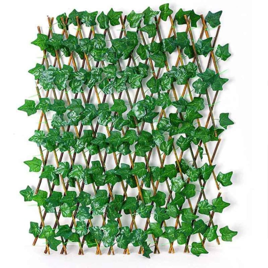 Expandable Faux Ivy Fence 2*1m Privacy Screen for Patio Outdoor Balcony Bedroom Decor Artificial Dark Green Leaf Grass Wall Greenery Backdrop Wall Garden Fence