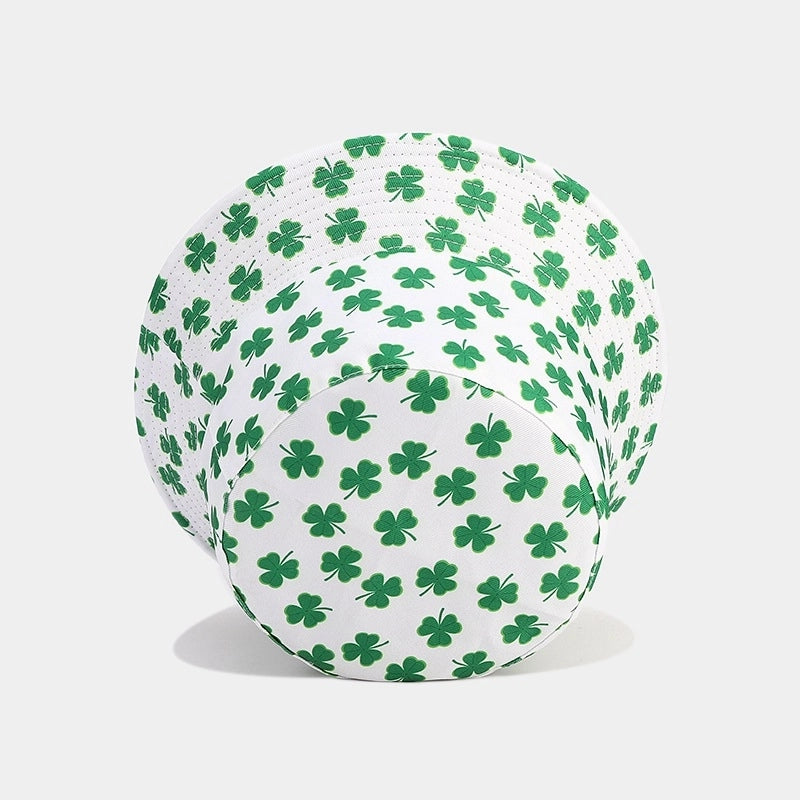 Unisex Classic Style Shamrock Printing Wide Eaves Bucket Hat