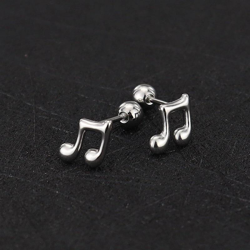 1 Piece Cute Minimalist Geometric Animal Crown Plating Titanium Steel Ear Studs