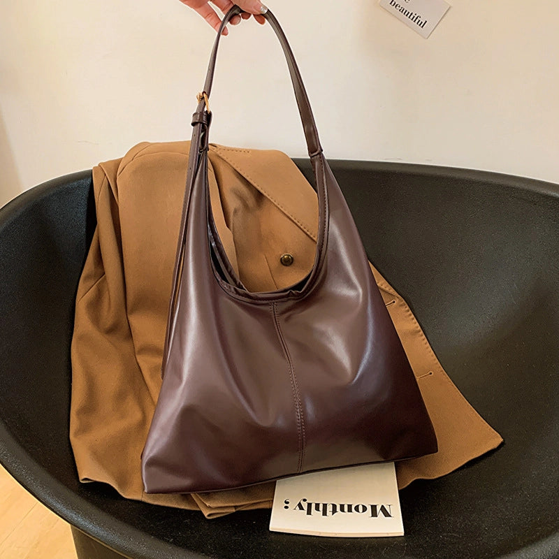 Women's Pu Leather Solid Color Streetwear Multicolor Bucket Magnetic Buckle Tote Bag