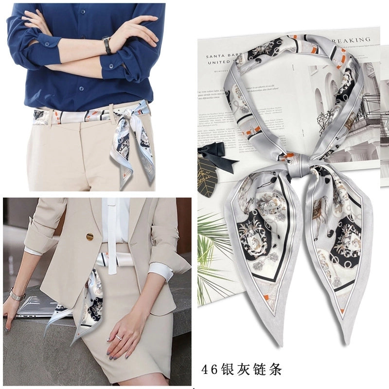 Women's Minimalist Color Block Polyester Printing Silk Scarf