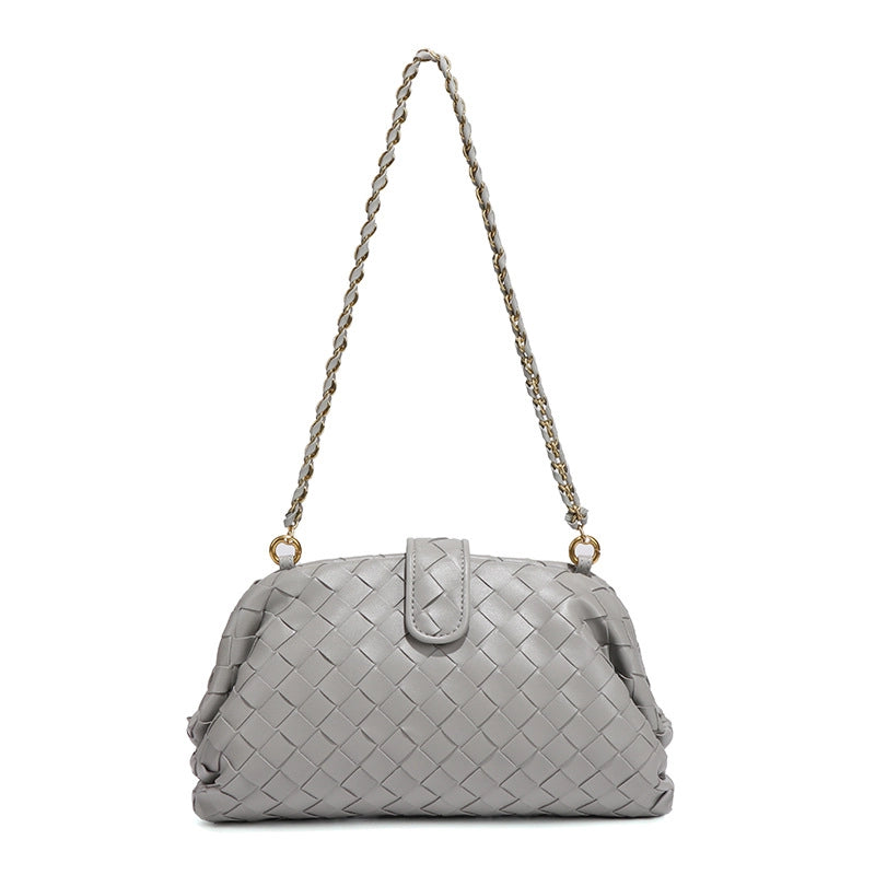 Women's Small Pu Leather Solid Color Elegant Dumpling Shape Magnetic Buckle Straw Bag