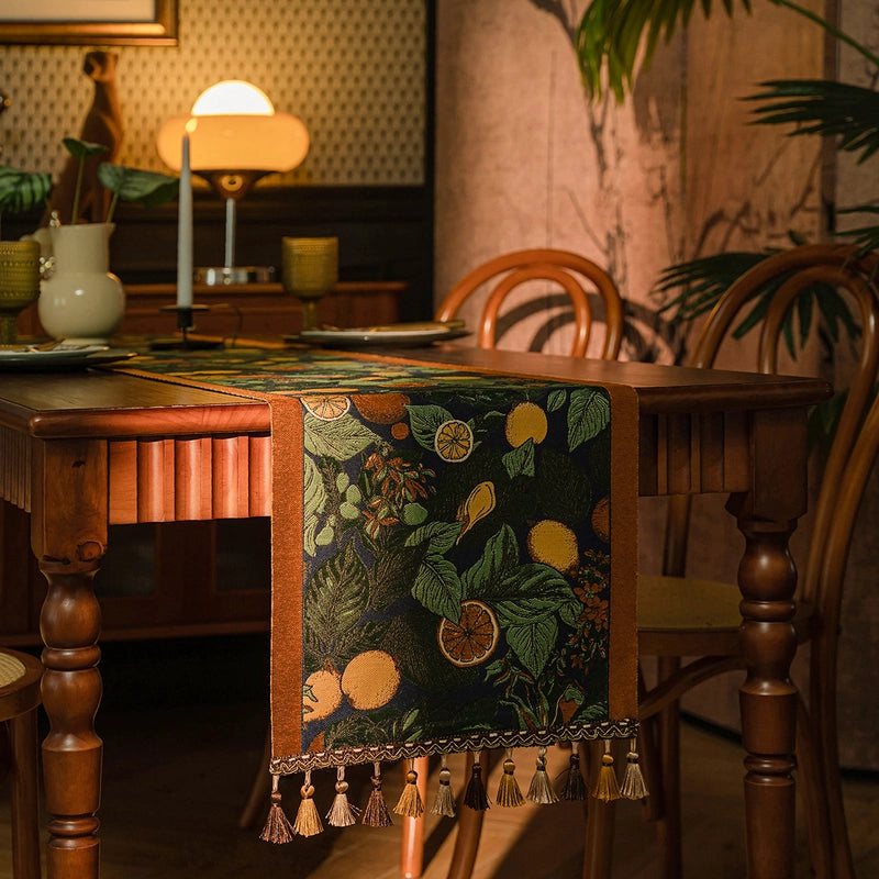 Retro Leaf Flower Polyester Tablecloths