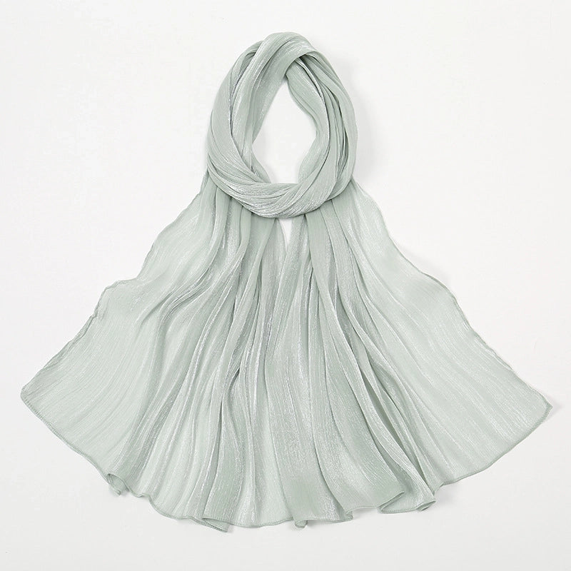 Women's Minimalist Solid Color Island Wrinkle Scarf Kerchief