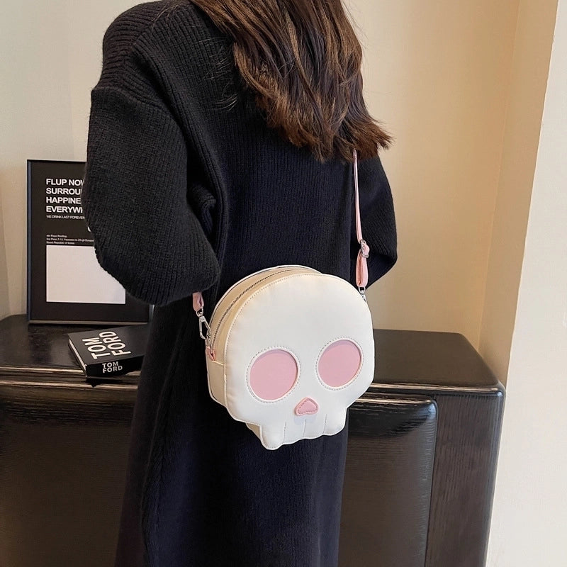 Halloween Women's Pu Leather Ghost Streetwear Zipper Circle Bag