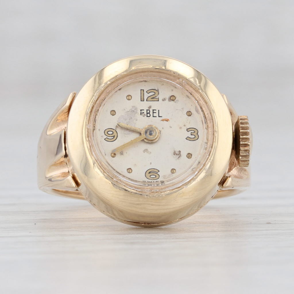 Vintage Ebel Ladies Watch Ring 14k Gold Size 8 Mechanical Serviced Warranty