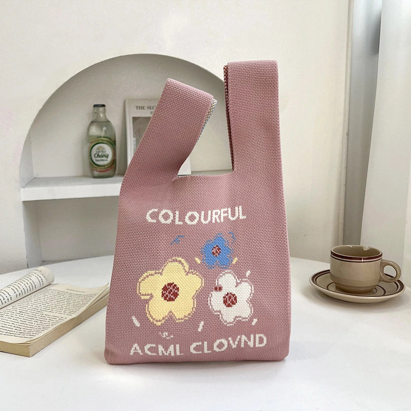 Women's Medium Polyester Flower Basic Vintage Style Square Open Shopping Bags