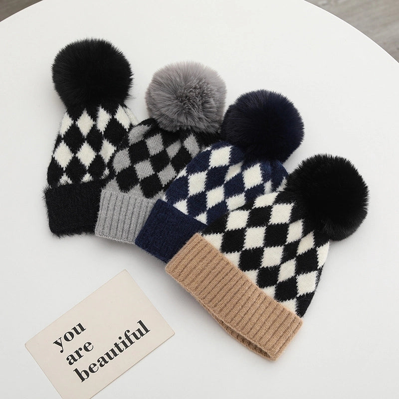 Children Unisex Basic Streetwear Plaid Wool Cap