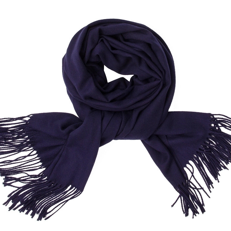 Women's Minimalist Tassel Solid Color Imitation Cashmere Scarf