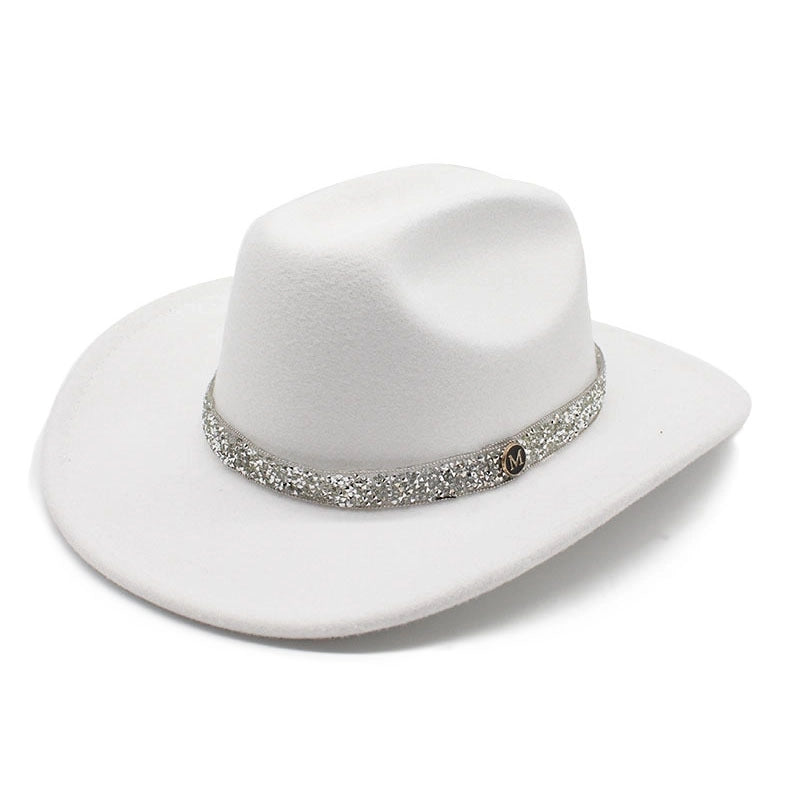 Felt Top Hat Curved Edge Classic Belt Buckle Panama Hat Gentleman Hat Curling Sun Protection Sun Hat