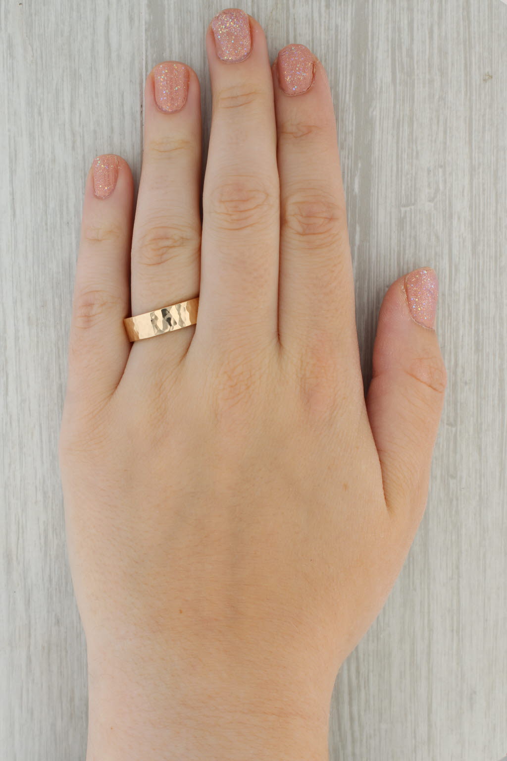 James Avery Amore Band 14k Yellow Gold Hammered Finish Wedding Ring Size 10