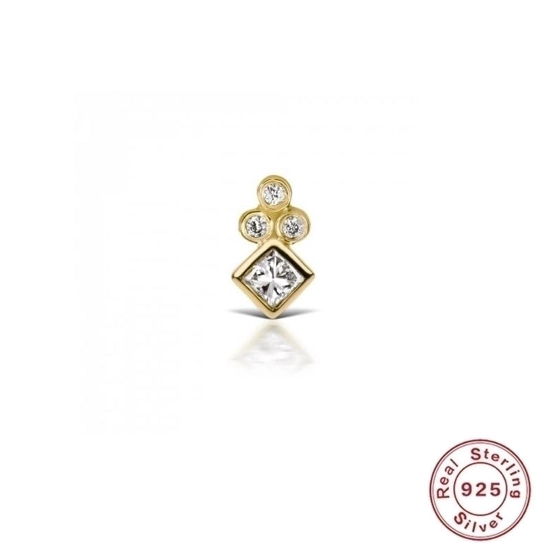 1 Piece Ear Cartilage Rings & Studs Fashion Flower 925 Sterling Silver Plating Inlay Zircon