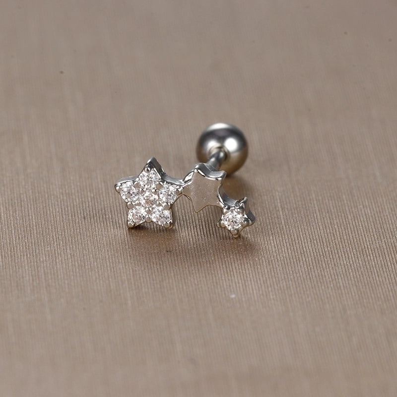 1 Piece Sweet Minimalist Flower Plating Inlay Titanium Steel Zircon Ear Studs