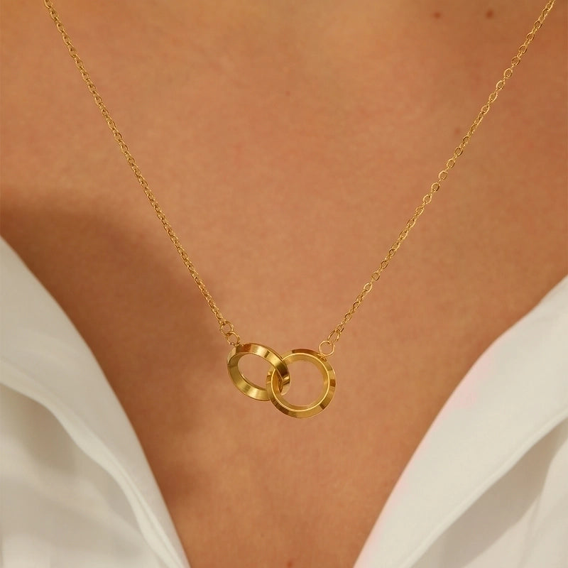 Modern Style Minimalist Solid Color Circle 201 Stainless Steel 18K Gold Plated Plating Pendant Necklace