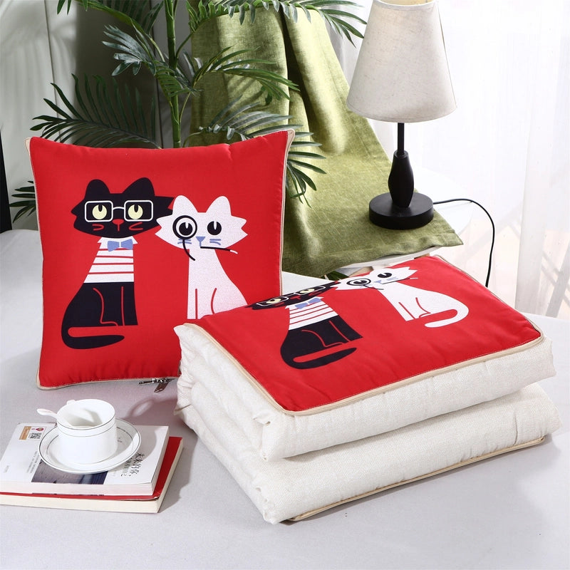 Pillow Quilt Dual-use Two-in-one Four-season Universal Car Thin Cushion Sleeping Blanket Activity Gift Printing
