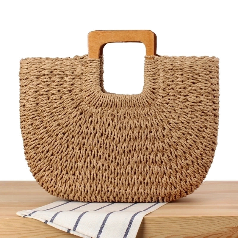 Women's Large All Seasons Fabric Vintage Style Straw Bag