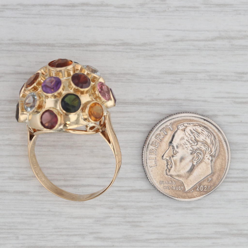 Sputnik Gemstone Ring 18k Gold Amethyst Citrine Aquamarine Garnet Tourmaline
