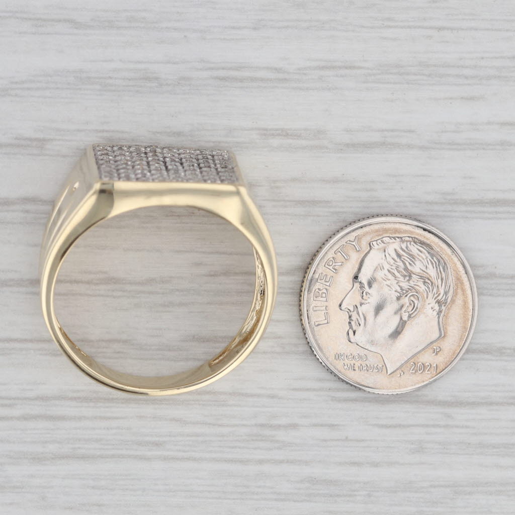0.53ctw Pave Diamond Ring 10k Yellow Gold Size 10.5 Men's