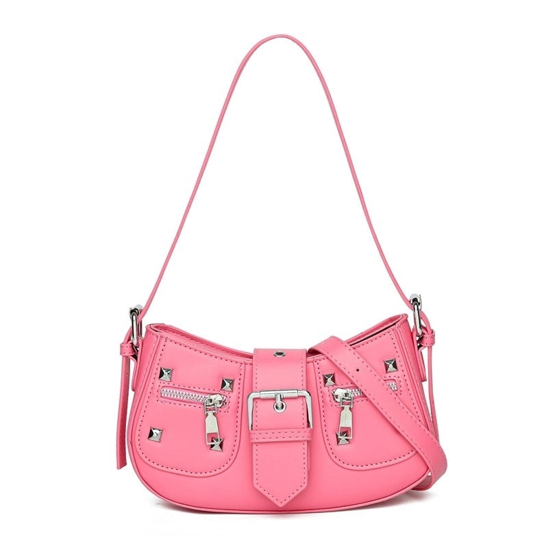 Women's Medium Pu Leather Solid Color Streetwear Magnetic Buckle Underarm Bag