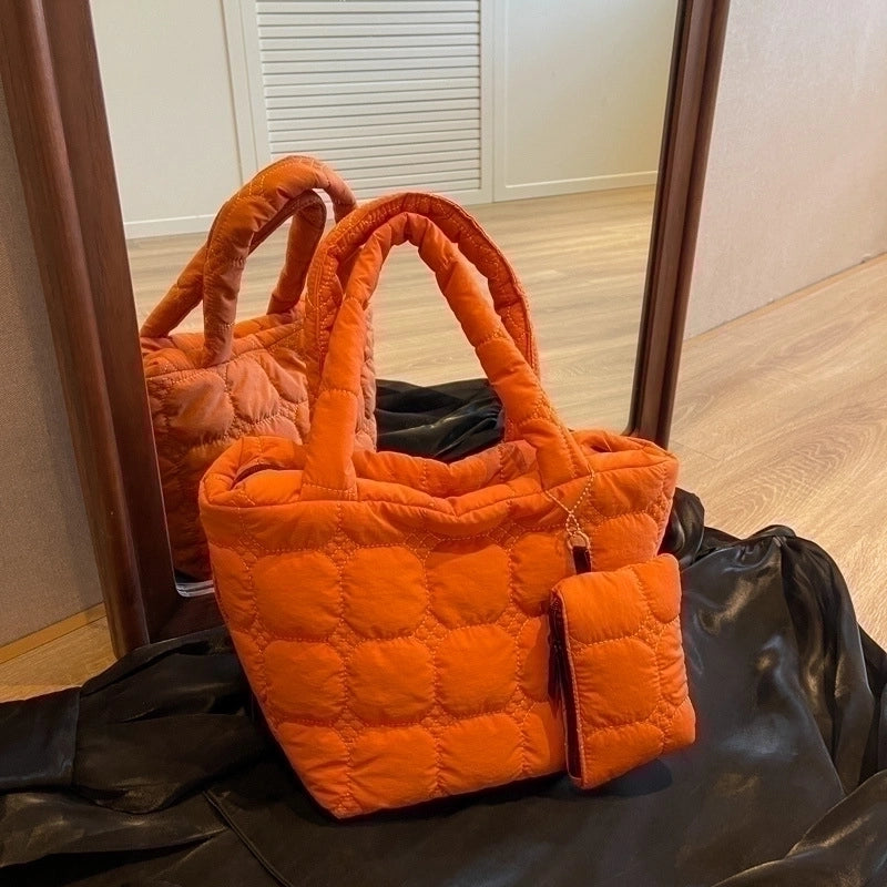 Women's All Seasons Nylon Solid Color Streetwear Square Zipper Shoulder Bag Tote Bag