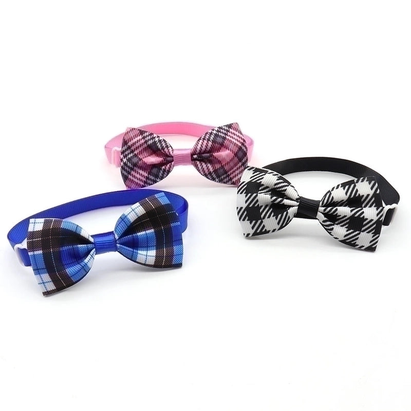 Fashion Pet Dog Cat Tie Collar Accessories Plaid Striped Pet Bow Tie