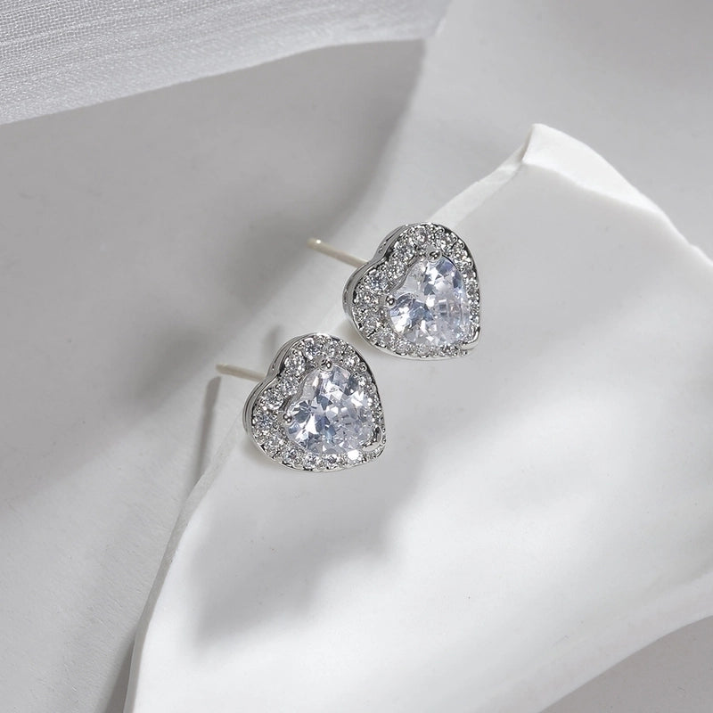 1 Pair Fashion Square Inlay Copper Zircon White Gold Plated Ear Studs