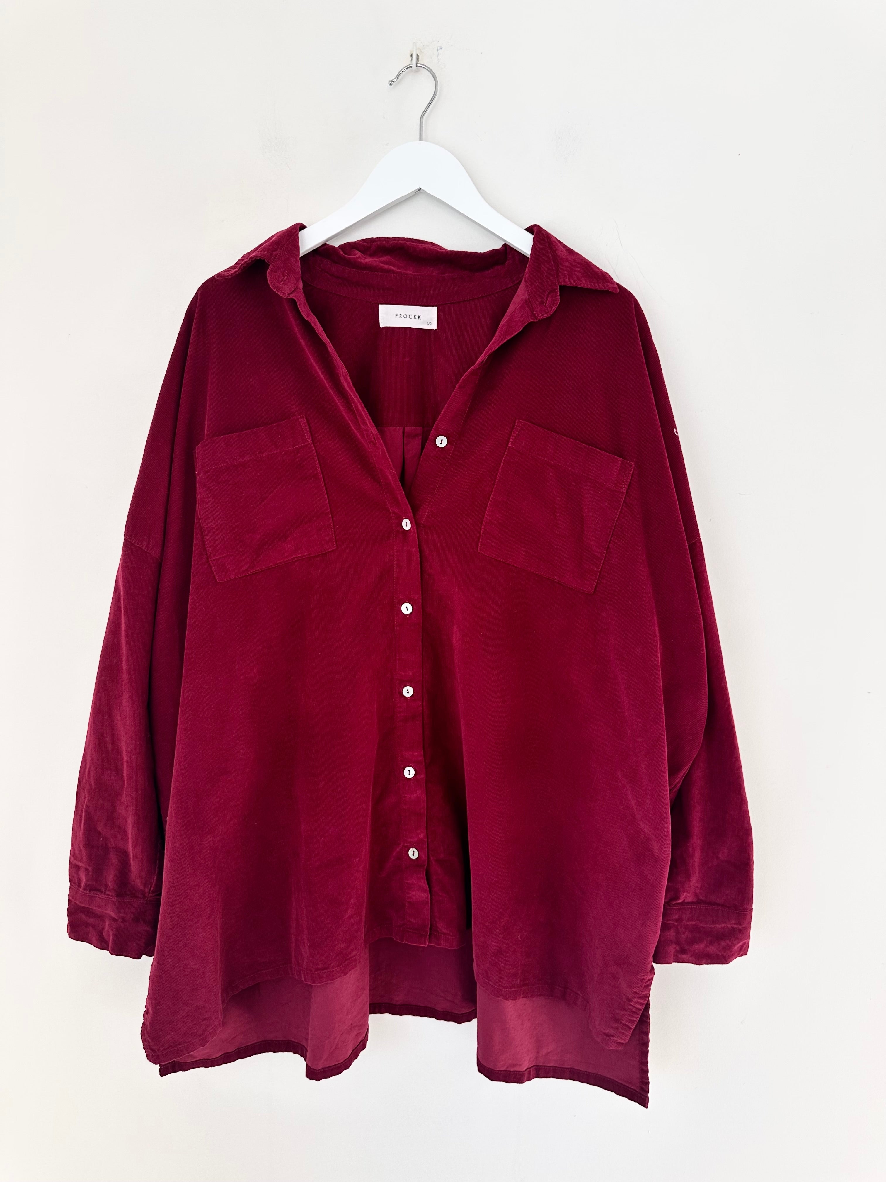 aiden oversized shirt - merlot cord