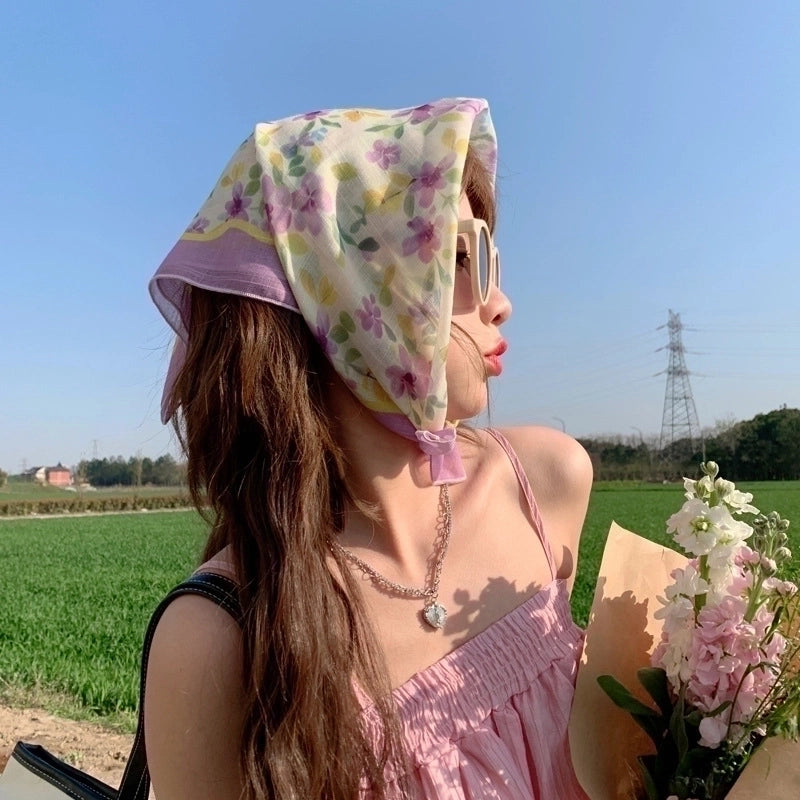 Women's Sweet Pastoral Flower Polyester Printing Bandanas