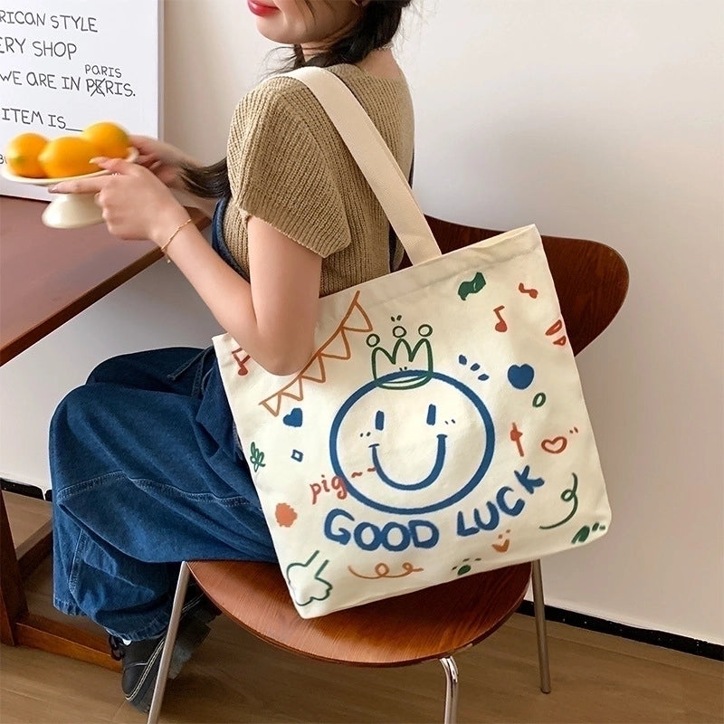 Women's Cute Cartoon Canvas Shopping Bags
