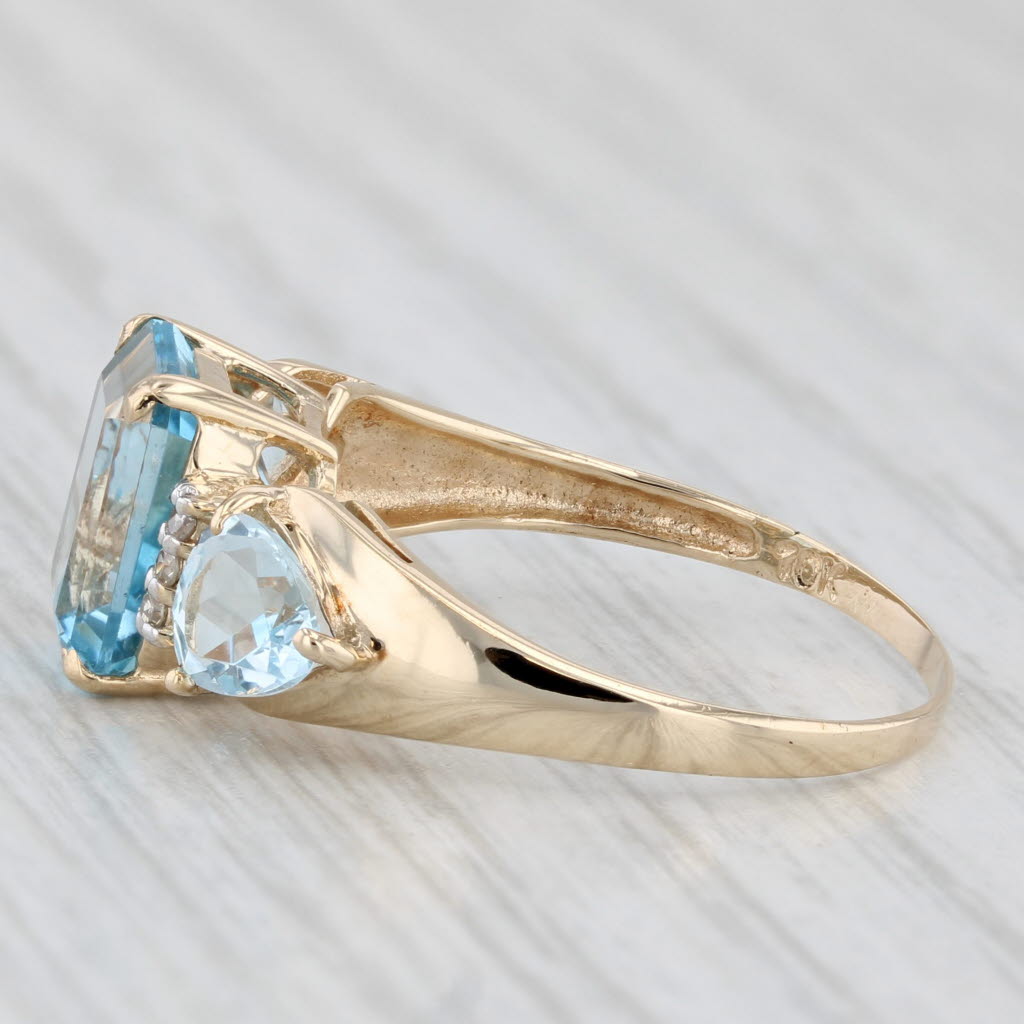 4.25ctw Blue Topaz Diamond Ring 10k Yellow Gold Size 7.5