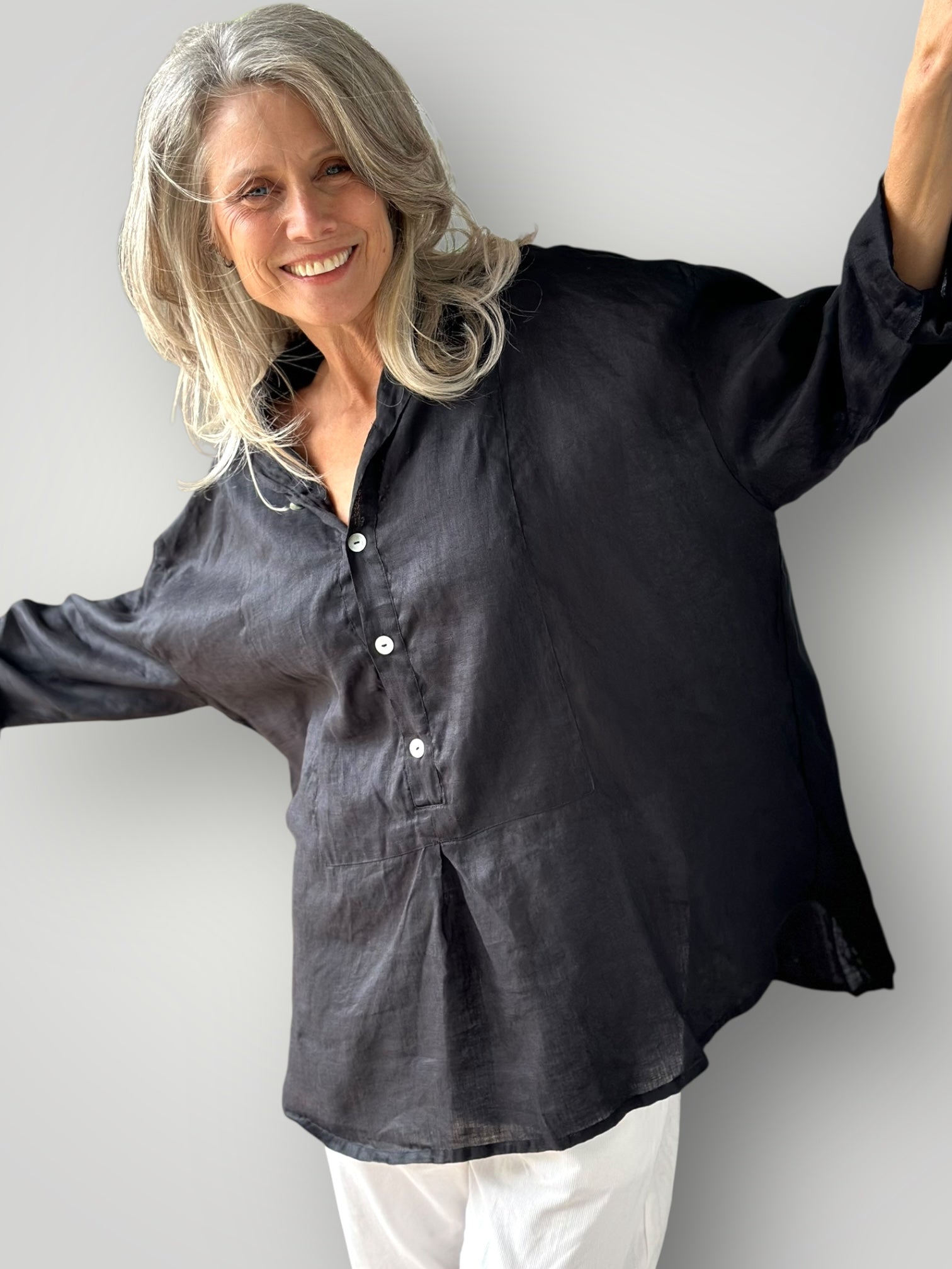 megan shirt - black linen