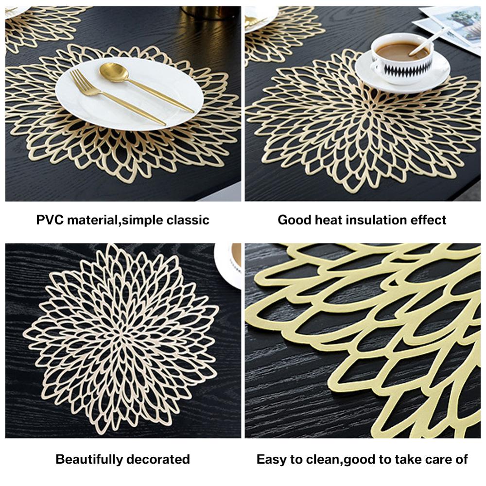 4/6/8PCS PVC placemat for dining table. hollow edition. Coasters. Table