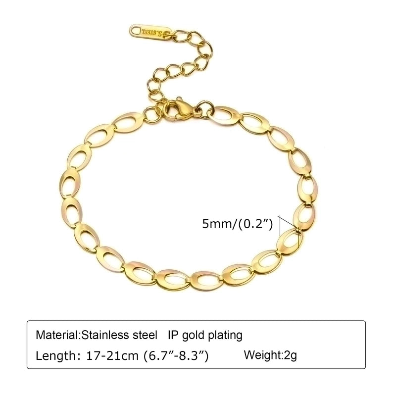 Solid Color 304 Stainless Steel 18K Gold Plated Bracelets In Bulk