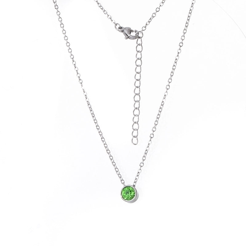 Stainless Steel 18K Gold Plated Rose Gold Plated IG Style Plating Inlay Round Birthstone Pendant Necklace