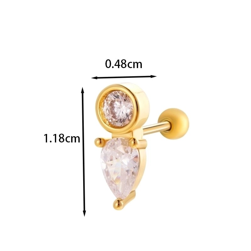 1 Piece Ear Cartilage Rings & Studs IG Style French Style  Water Droplets Flower Copper Inlay Zircon