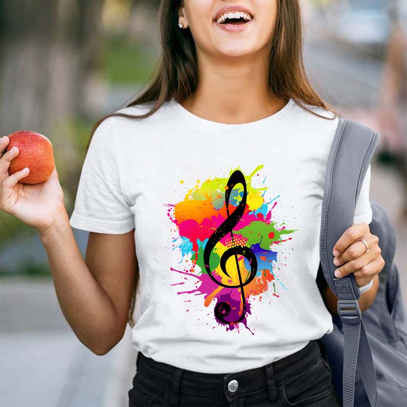 Splash Ink Music Symbol Teacher T-Shirt