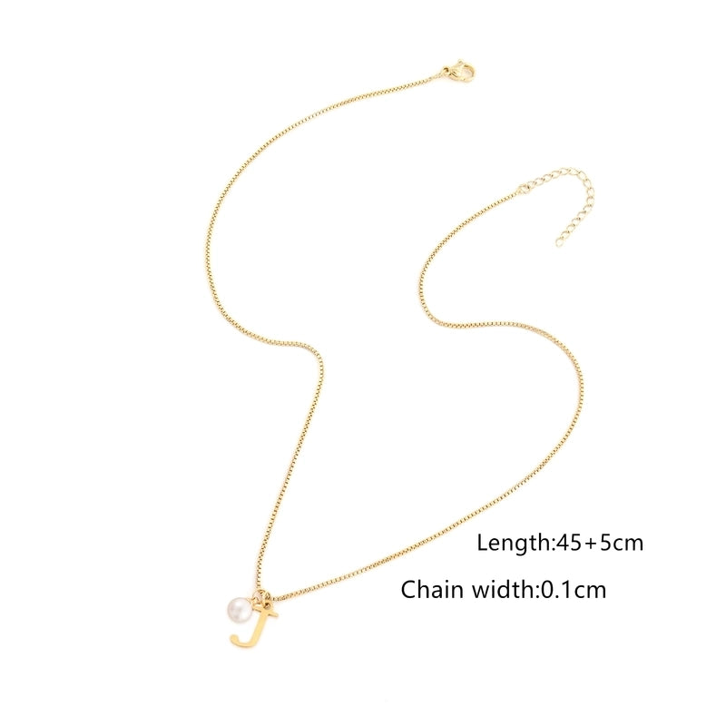 Elegant Minimalist Classic Style Letter 304 Stainless Steel Artificial Pearl Copper Stainless Steel Necklaces