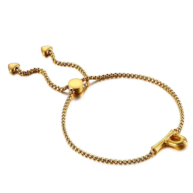 Casual Minimalist Letter Heart Shape Stainless Steel 18K Gold Plated Bracelets In Bulk